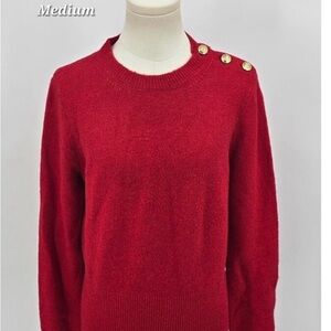 J.Crew Red Button-Shoulder Wool Blend Sweater – Size M
